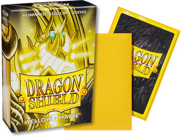 Dragon Shield – Japanese Sleeves – Yellow ‘SheSha’ Matte (60) - ds60j matte yellow composite packshots
