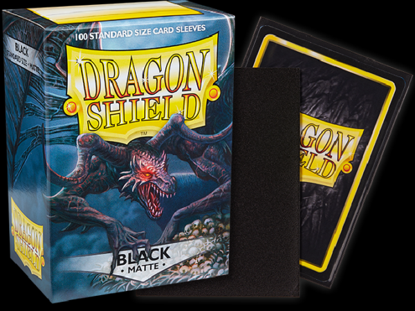 Dragon Shield - Black ‘Rhipodon’ - Matte - 100 Standard Size Sleeves - dsblack