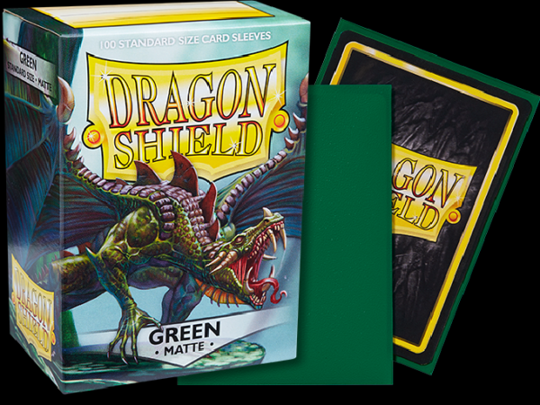 Dragon Shield - Green ‘Drakka Fiath’ - Matte - 100 Standard Size Sleeves - dsgreen