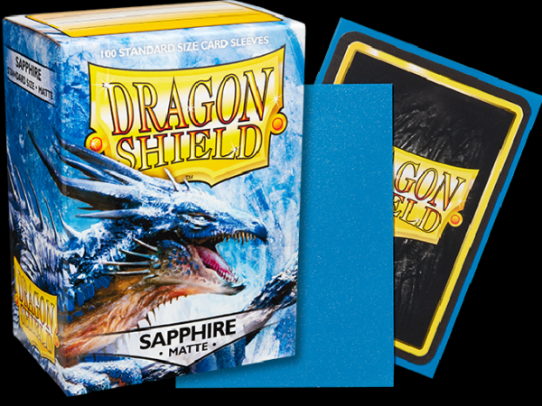 Dragon Shield - Sapphire ‘Roiin & Royenna’ - Matte - 100 Standard Size Sleeves - dssapphire