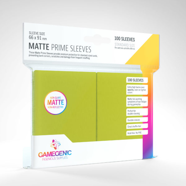Gamegenic Matte Prime Standard Sleeves - Lime (100) - GG Sleeves Matte Prime Standard Color 0012 scaled