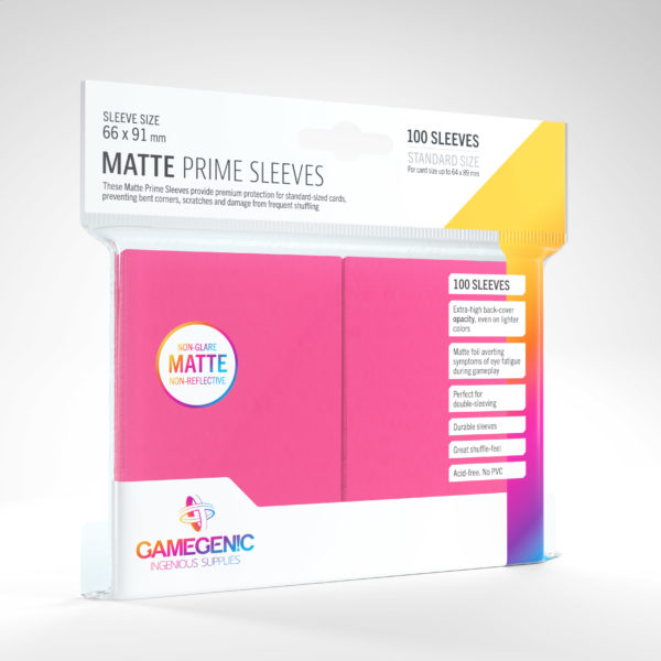 Gamegenic Matte Prime Standard Sleeves - Pink (100) - GG Sleeves Matte Prime Standard Color 0014 scaled