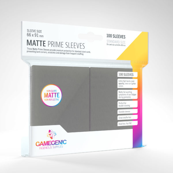 Gamegenic Matte Prime Standard Sleeves - Dark Gray (100) - GG Sleeves Matte Prime Standard Color 0018 scaled