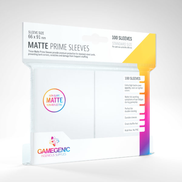 Gamegenic Matte Prime Standard Sleeves - White (100) - GG Sleeves Matte Prime Standard Color 0020 scaled