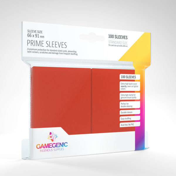 Gamegenic Prime Sleeves - Red (100 Sleeves) - GG Sleeves Prime Standard Color 0004