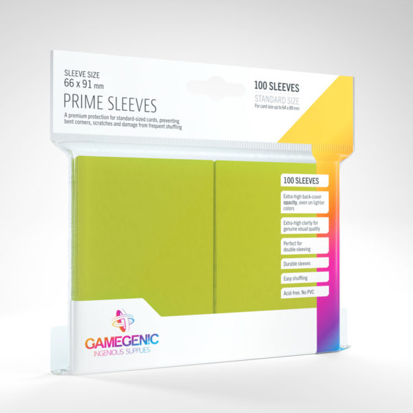 Gamegenic Prime Sleeves - Lime (100 Sleeves) - GG Sleeves Prime Standard Color 0012
