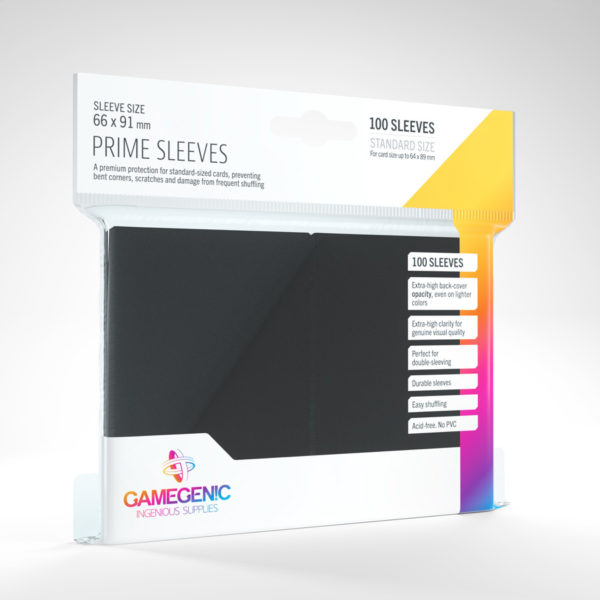 Gamegenic Prime Sleeves - Black (100 Sleeves) - GG Sleeves Prime Standard Color 0016
