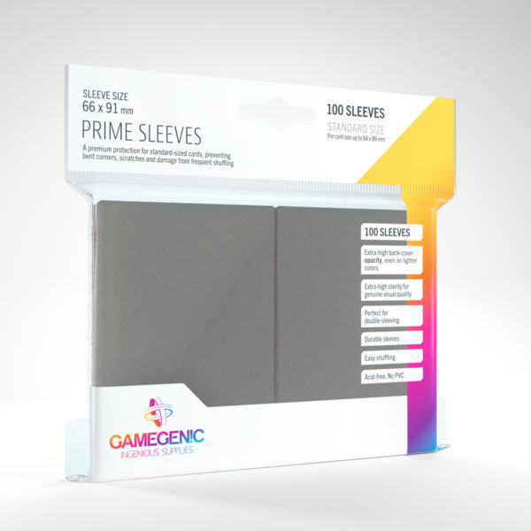 Gamegenic Prime Sleeves - Dark Gray (100 Sleeves) - GG Sleeves Prime Standard Color 0018