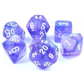 Chessex Borealis Polyhedral Purple/white Luminary 7-Die Set - 52279 f9w4vky