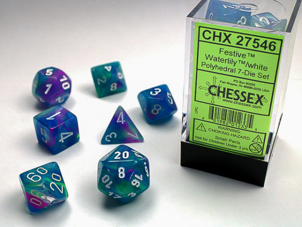 Chessex Festive Polyhedral 7-Die Set - Waterlilywhite