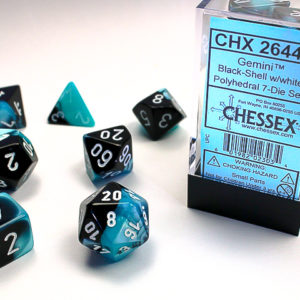 Chessex Gemini Polyhedral 7-Die Set - Black-Shell wwhite