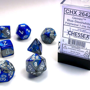 Chessex Gemini Polyhedral 7-Die Set - Blue-Steelwhite