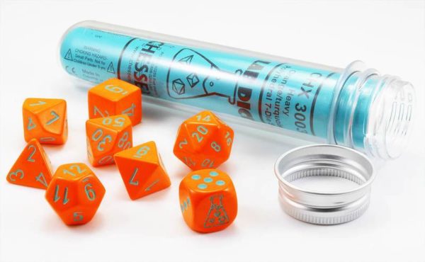 Chessex Lab Dice Heavy Polyhedral 7-Die Set - Orange/Turquoise