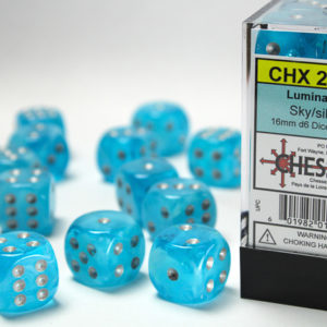 Chessex Luminary Skysilver 16mm d6 Dice Block (12 Dice)