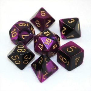 Chessex Gemini Polyhedral 7-Die Set - Black-Purple wgold