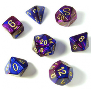 Chessex Gemini Polyhedral 7-Die Set - Blue-Purple wgold