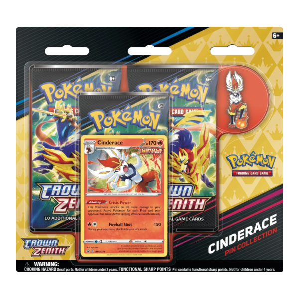 Pokémon Crown Zenith Cinderace Pin Collection 3-Pack Blister - Pokemon Crown Zenith Cinderace Pin Collection 3 Pack Blister