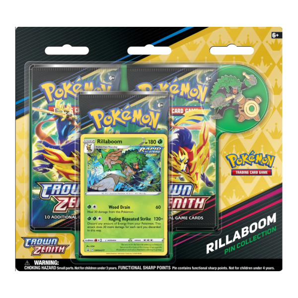 Pokémon Crown Zenith Rillaboom Pin Collection 3-Pack Blister - Pokemon Crown Zenith Rillaboom Pin Collection 3 Pack Blister