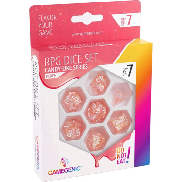 Gamegenic - Candy-Like Series - Peach - RPG Dice Set (7PCS) - Gamegenic Candy Like Series Peach RPG Dice Set 7PCS