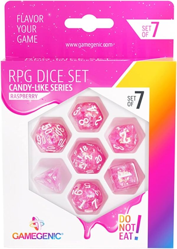 Gamegenic - Candy-Like Series - Rasberry - RPG Dice Set (7PCS) - Gamegenic Candy Like Series Rasberry RPG Dice Set 7PCS