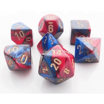 Chessex Gemini Polyhedral 7-Die Set - Blue-Red w/gold