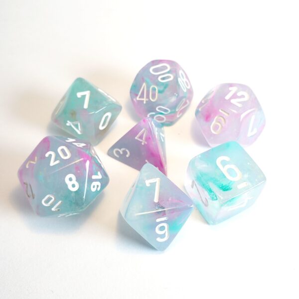 Chessex Nebula Wisteria/White Luminary 7-Die Set