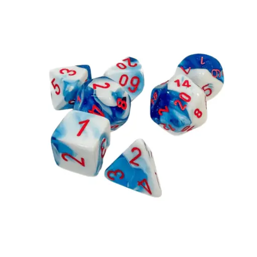 RPG Dice Set Astral Blue-White w/red