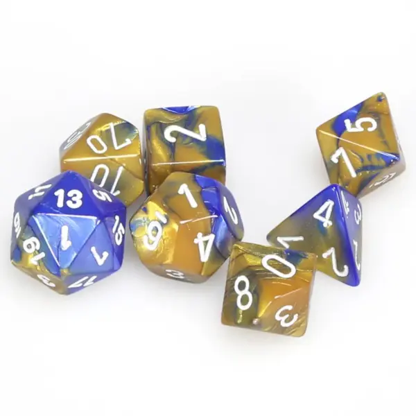 Chessex Gemini Polyhedral 7-Die Set - Blue-Gold w/white