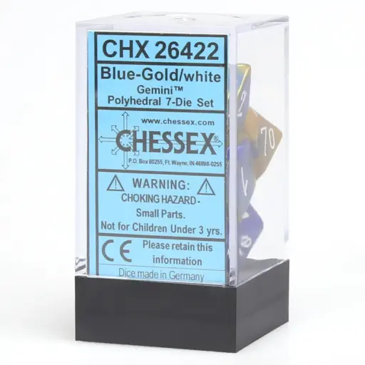 Chessex Gemini Polyhedral 7-Die Set - Blue-Gold w/white