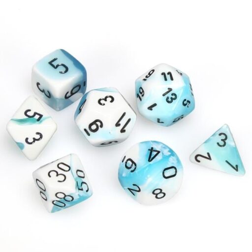 RPG Dice Set White-Teal w/black