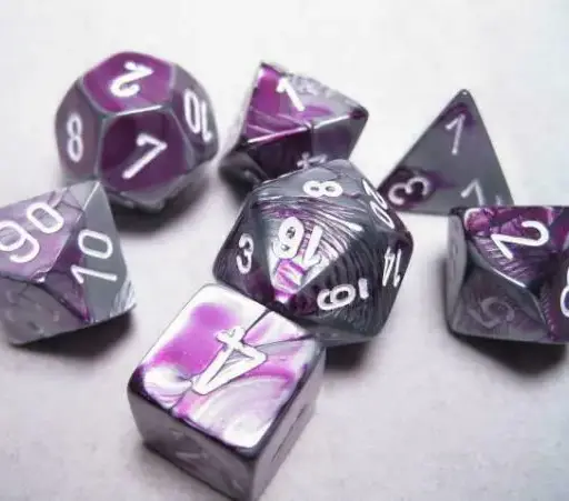 RPG Dice Set Purple Steel w/ White