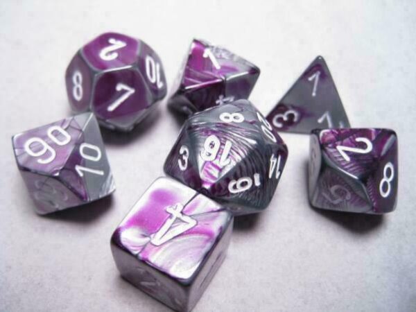 RPG Dice Set Purple Steel w/ White