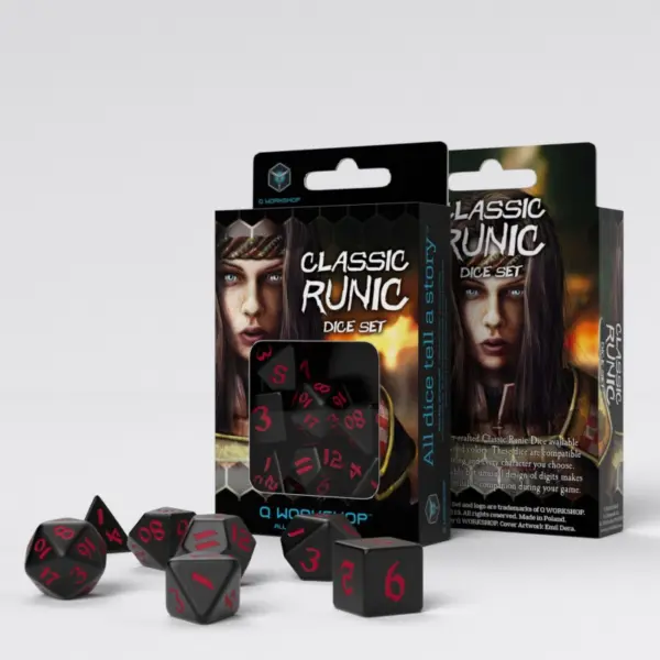 Classic Runic Black &Amp; Red Dice Set (7)