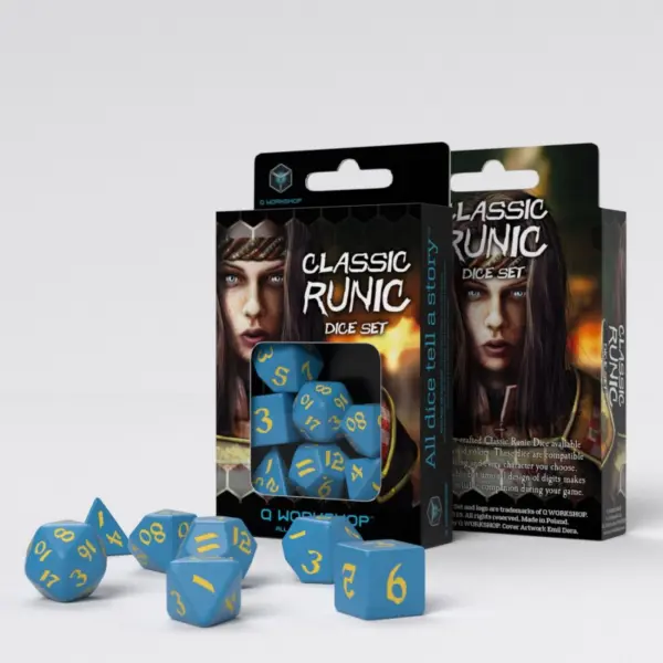 Classic Runic Blue &Amp; Yellow Dice Set (7)