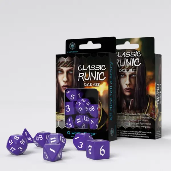 Classic Runic Purple &Amp; White Dice Set (7)