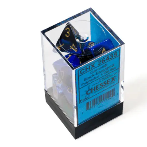 Chessex Gemini Polyhedral 7-Die Set - Black-Blue w/gold