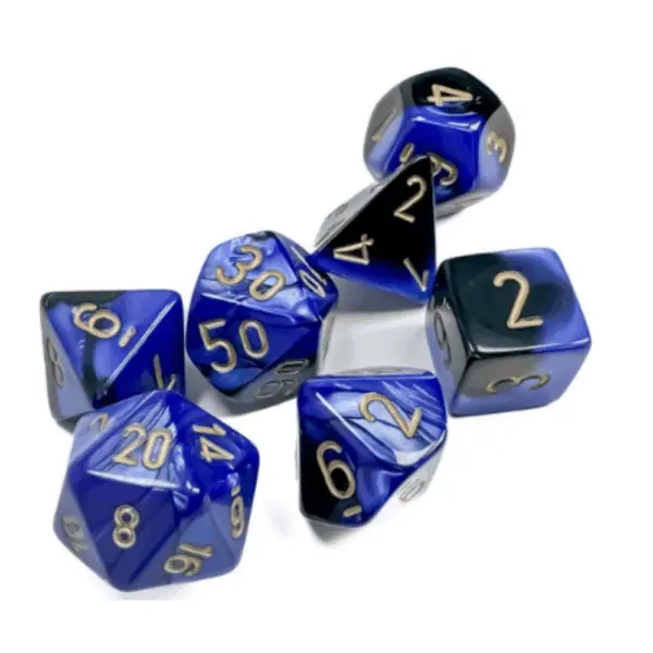 Chessex Gemini Polyhedral 7-Die Set - Black-Blue W/Gold