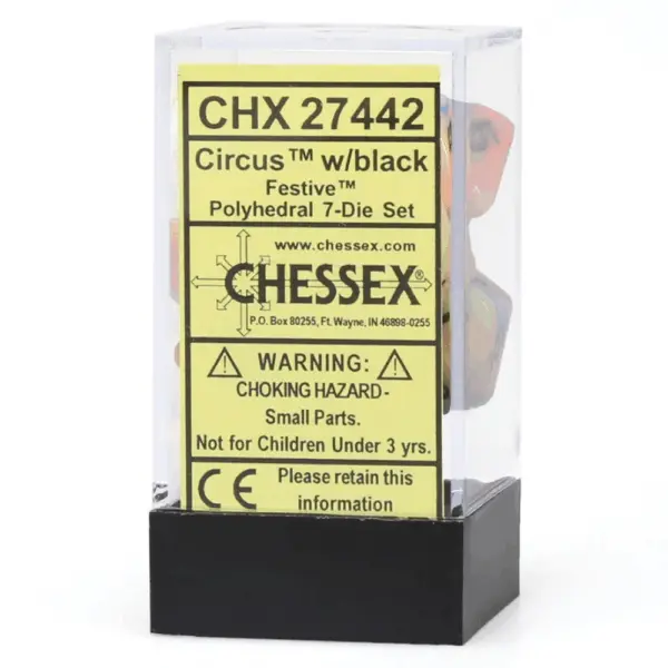 Chessex Festive Mini-Polyhedral Circus/Black 7-Die Set