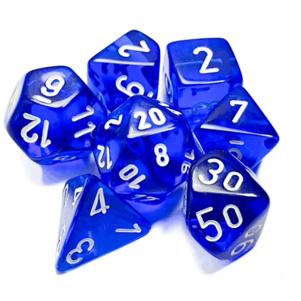 Chessex Translucent Polyhedral 7-Die Set - Blue/White