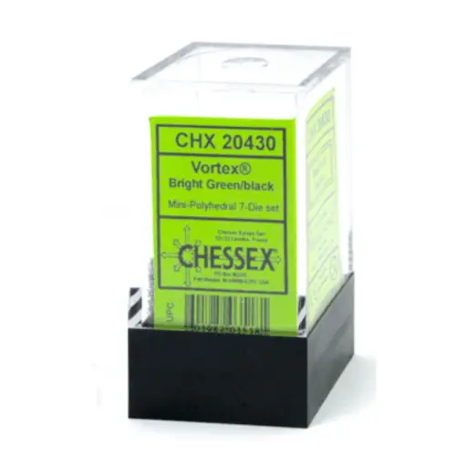 Chessex Vortex Mini-Polyhedral Bright Green/black 7-Die Set