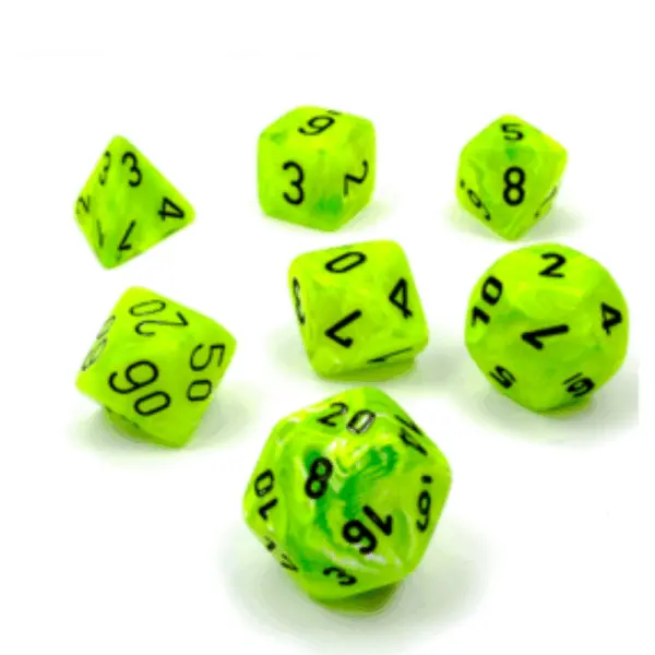 Chessex Vortex Mini-Polyhedral Bright Green/Black 7-Die Set