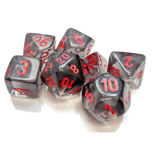 Chessex Translucent Polyhedral 7-Die Set - Smoke/Red