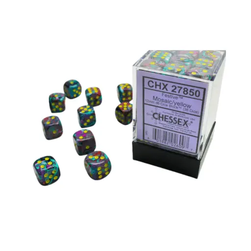 Dice Blocks (36 Dice) - Festive Mosaic/yellow