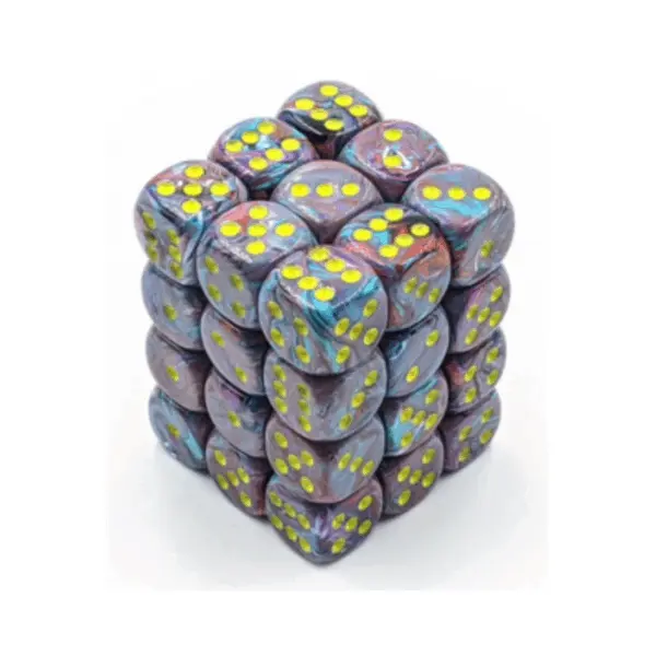Chessex Signature 12Mm D6 With Pips Dice Blocks (36 Dice) - Festive Mosaic/Yellow