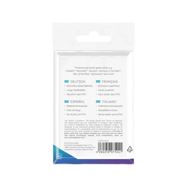 Ultimate Guard Board Game Sleeves (60) - Standard American