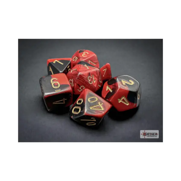 Chessex Gemini Polyhedral 7-Die Set Black-Redgold