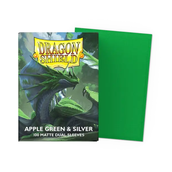 Dragon Shield Sleeves - Standard Size - Matte Dual - Apple Green &Amp; Silver (100 Sleeves)