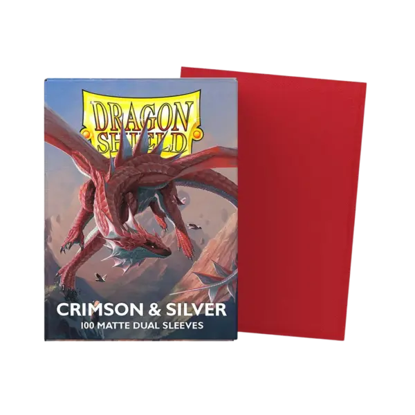 Dragon Shield Sleeves - Standard Size - Matte Dual - Crimson &Amp; Silver (100 Sleeves)