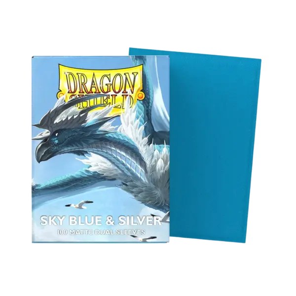 Dragon Shield Sleeves - Standard Size - Matte Dual - Sky Blue &Amp; Silver (100 Sleeves)
