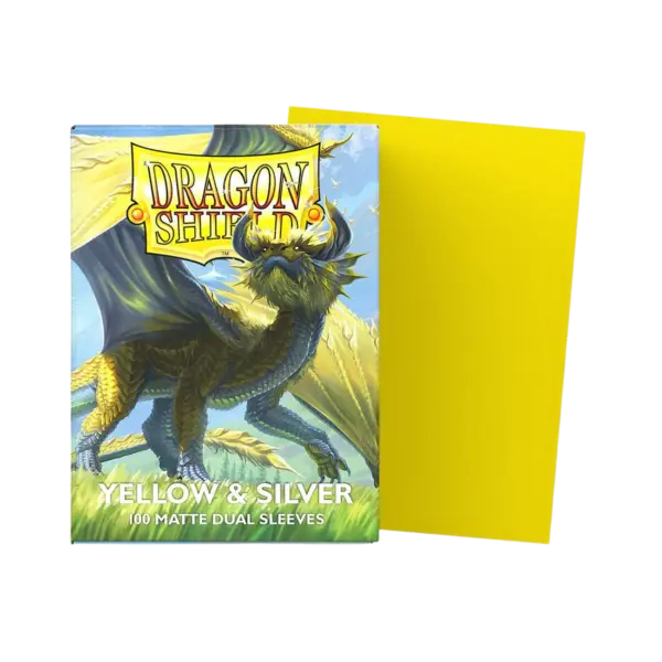 Dragon Shield Sleeves - Standard Size - Matte Dual - Yellow &Amp;Amp; Silver (100 Sleeves) Dragon Shield Sleeves - Standard Size - Matte Dual - Yellow &Amp; Silver (100 Sleeves)